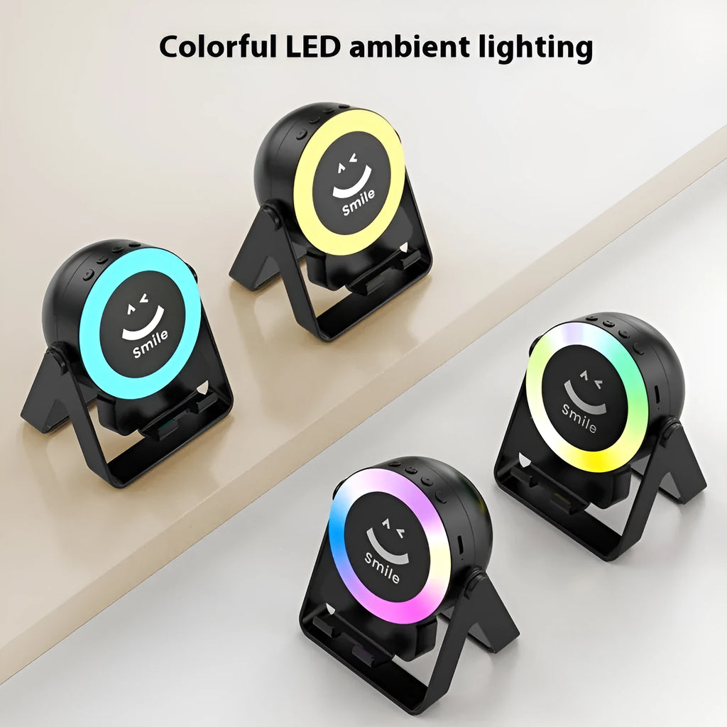 Induction bracket rechargeable LED Bluetooth speaker in black or white with colourful lighting