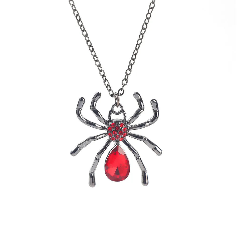 Halloween Spider Bat Necklace with electroplated alloy pendant in dark style designs