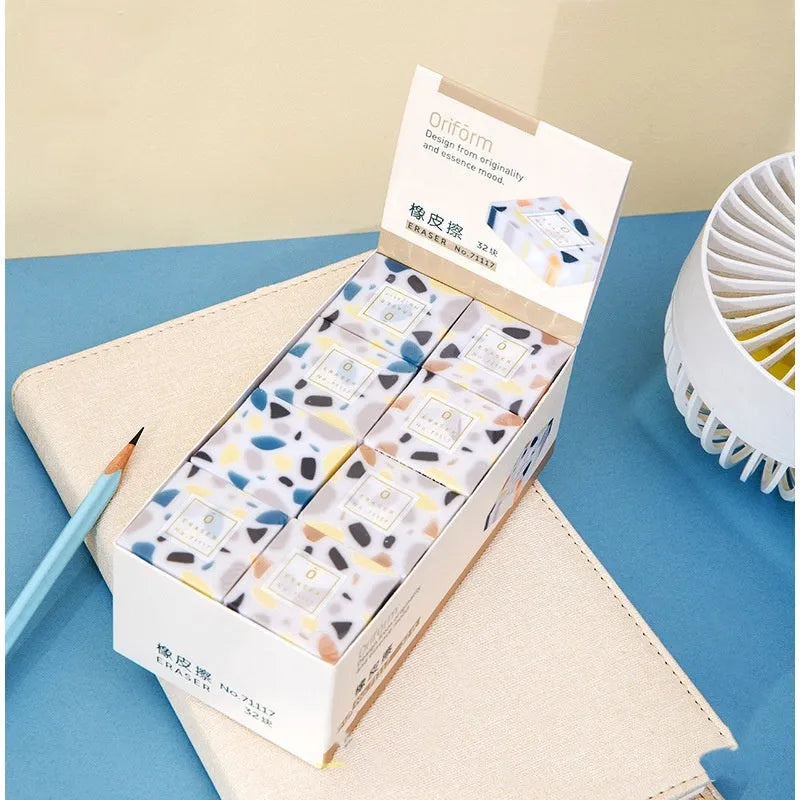 Brick-shaped natural rubber pencil eraser for traceless mark removal
