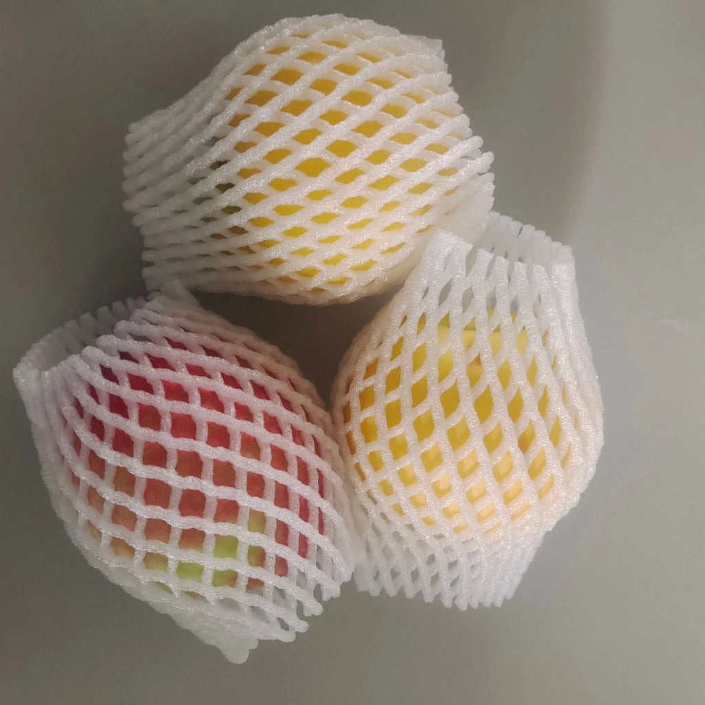 White foam shockproof protective case for colourful fruit showing size options