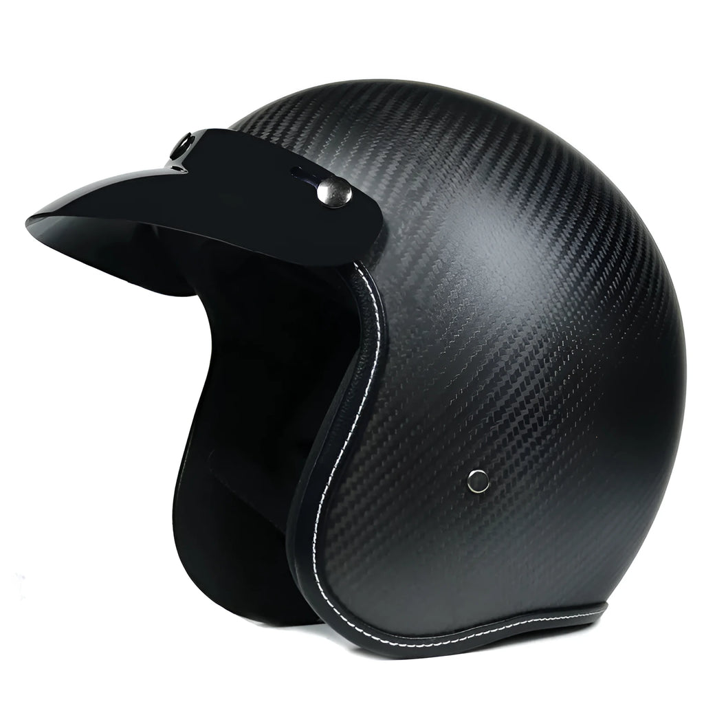 Retro ABS motorcycle helmet for men in matte black finish available in sizes M to 2XL