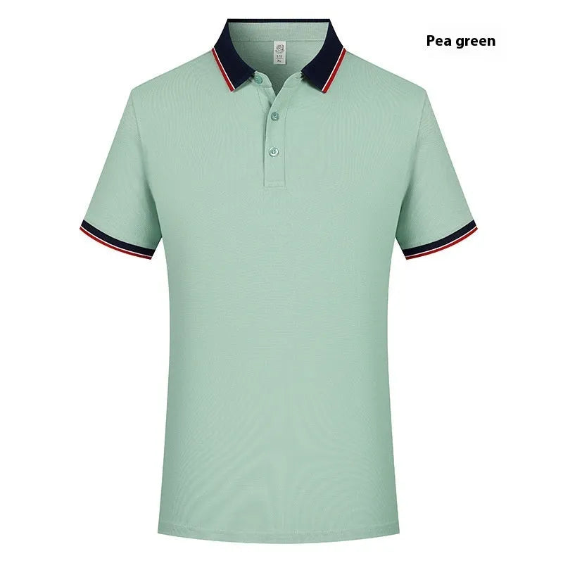 Men's and women's pearl cotton work t-shirt short sleeve summer top in black white navy blue red light gray blue bean green blending grey