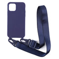 Buckle ribbon lanyard phone case in black TPU with detachable strap for Samsung Galaxy