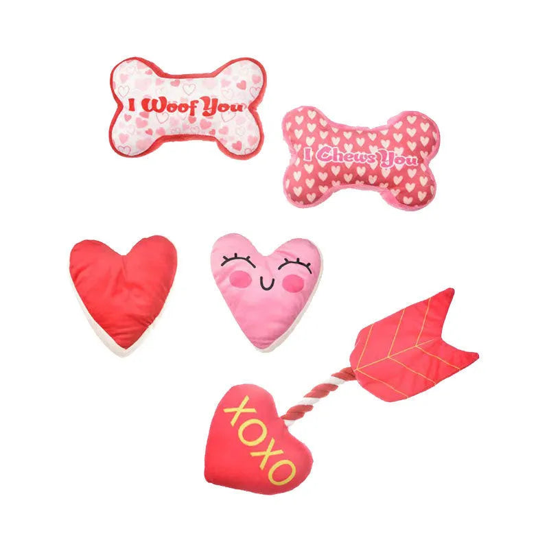 PP plush dog toy for tooth cleaning with bite-resistant construction in four colour options