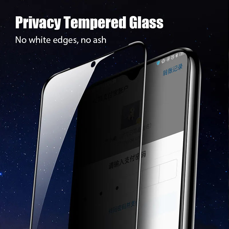 Privacy screen protector for Xiaomi Poco and Redmi smartphones showing anti-spy technology