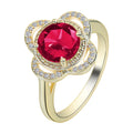 Copper ring with gold-tone electroplated finish featuring zircon stone fruit design