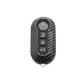 Fiat 500 FYT model car remote key replacement shell in ABS plastic, shown in black, red, and dark blue colour options.