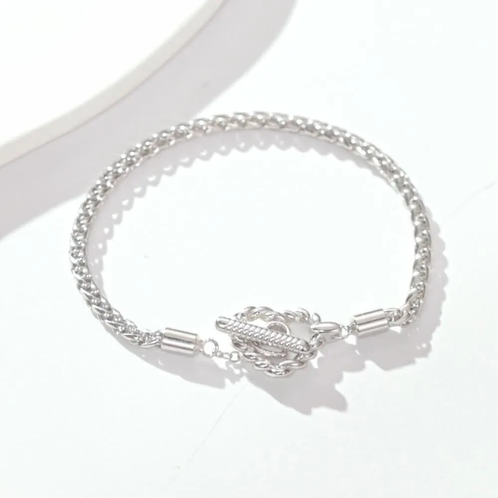 S925 sterling silver heart-shaped base bracelet for women 17cm electroplated finish fashion OL style