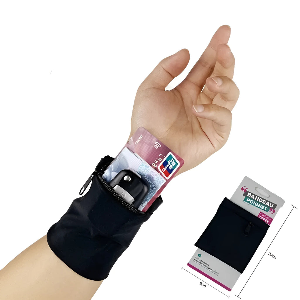 Wrist bag armband sleeve for mobile phone, shown with dimensions 10cm by 10.5cm.