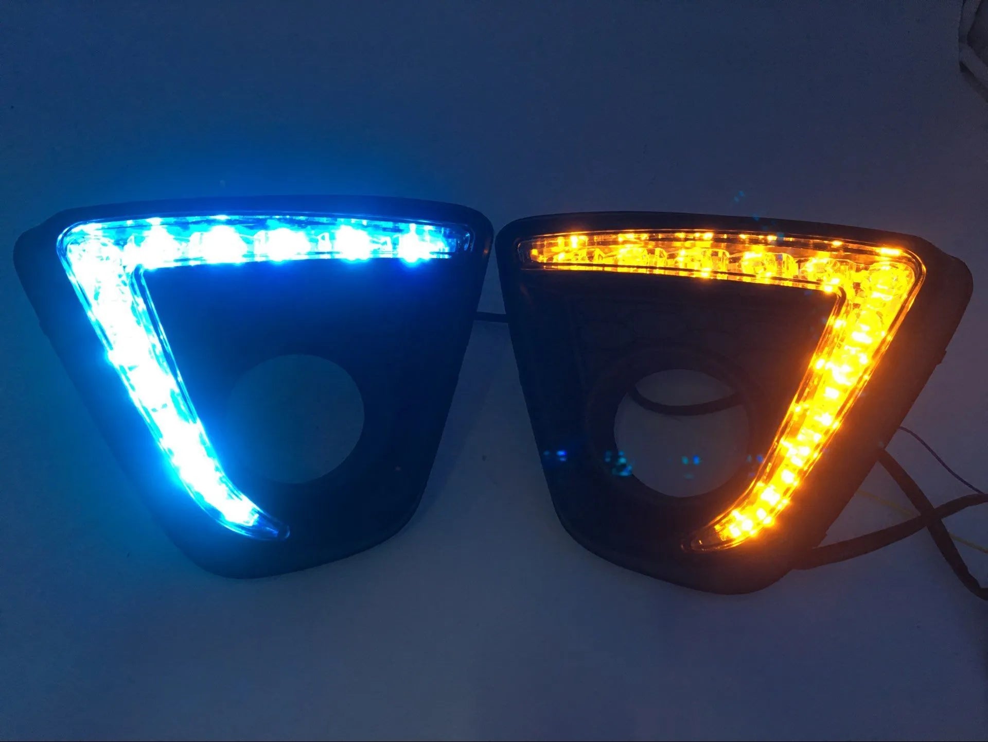 Mazda CX-5 LED daytime running light kit showing electroplated white variant with 12V operation