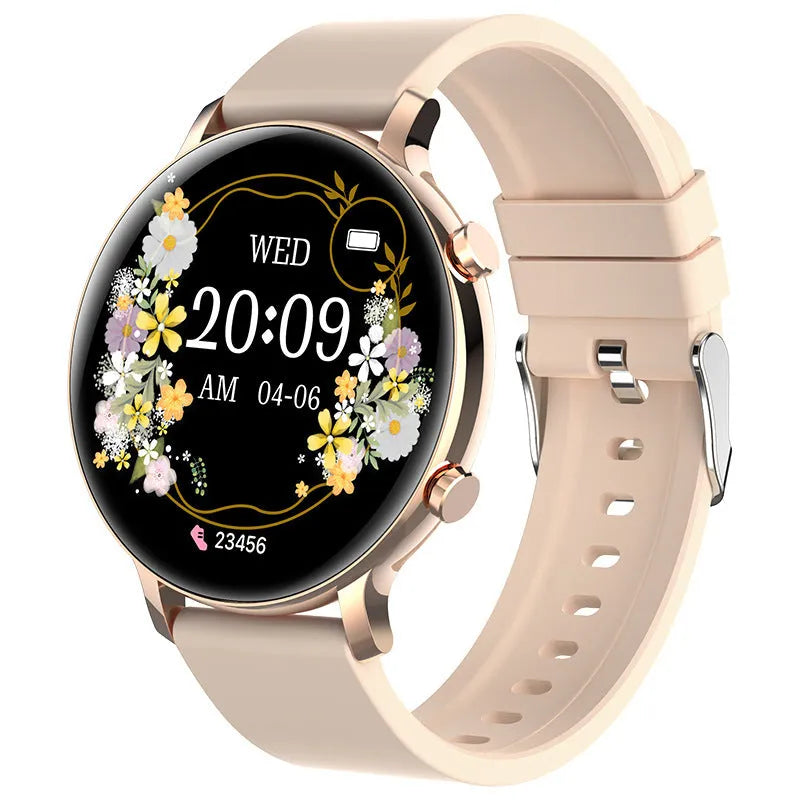 Black Bluetooth smartwatch with stainless steel strap showing call screen and health metrics