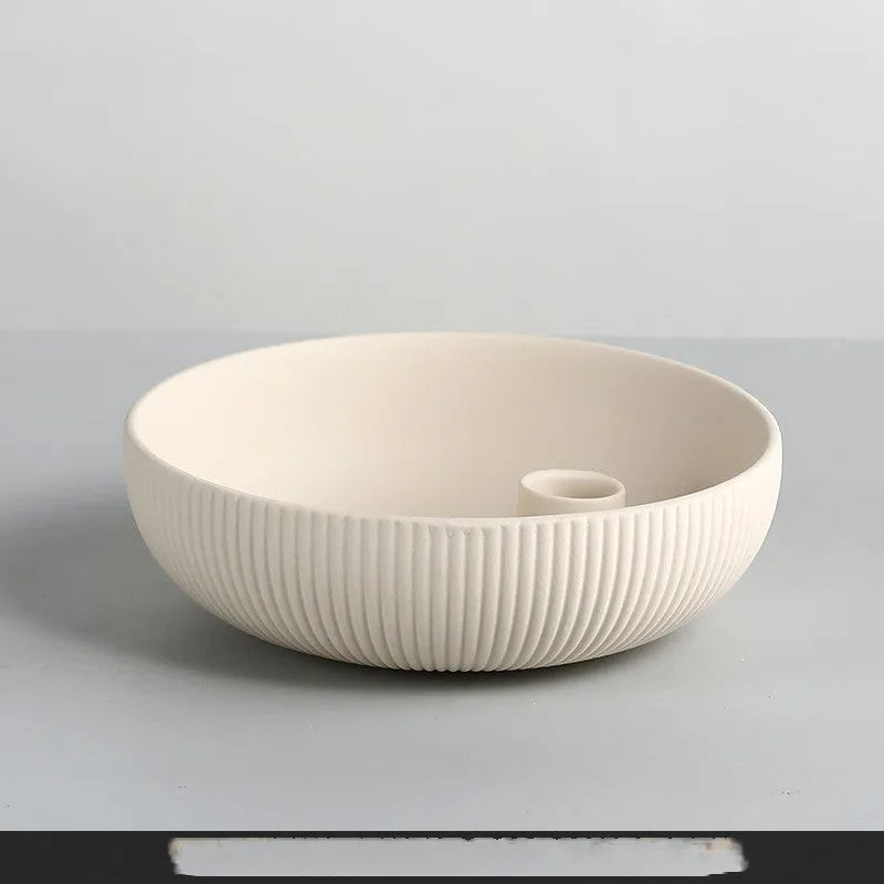 White porcelain handmade candle tray 17.5cm matte finish abstract shape candle holder for candle jars and utensils