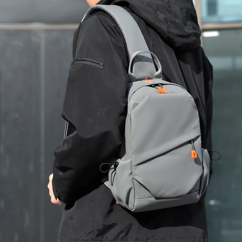 Mens black casual crossbody bag with single shoulder strap