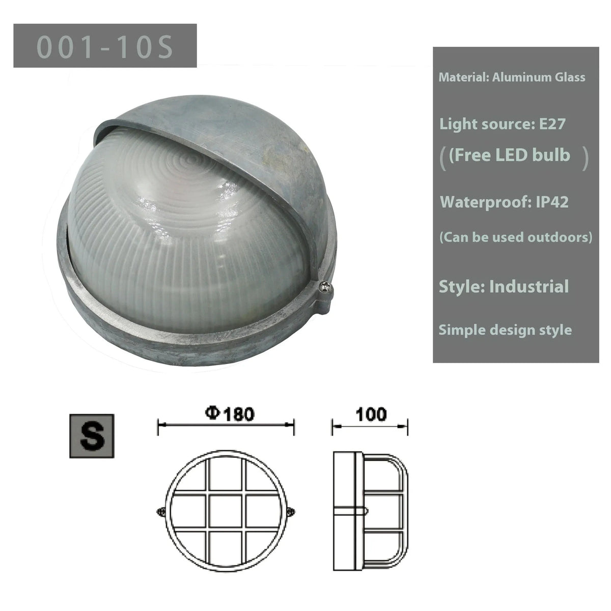 Retro American aisle decoration wall lamp in aluminium finish with warm light, 210mm overall size