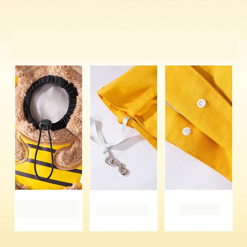 Canvas pet shoulder bag with cartoon bee design, medium soft, large 38x38cm for small dogs and cats