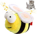 Yellow flannelette bee-shaped interactive cat toy with electronic squeaking mechanism