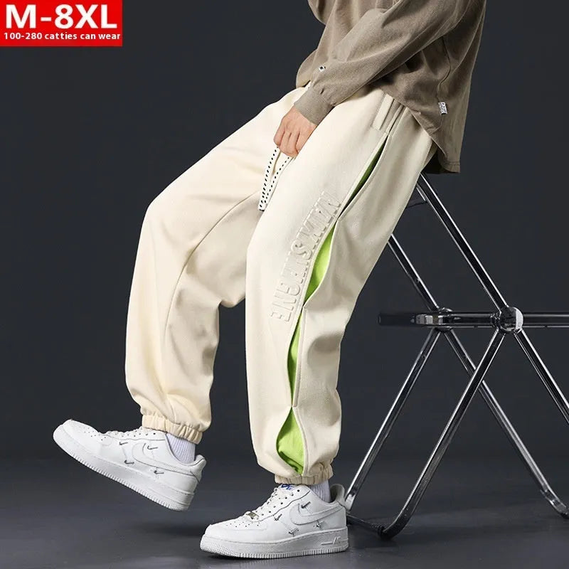 Men's cotton banded ankle pants with collage stitching detail in loose fit design