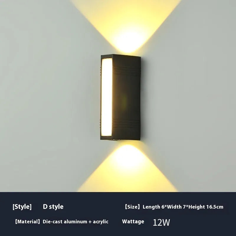 Simple modern outdoor waterproof LED wall lamp with warm light, 28W size, 37.5cm high for exterior use