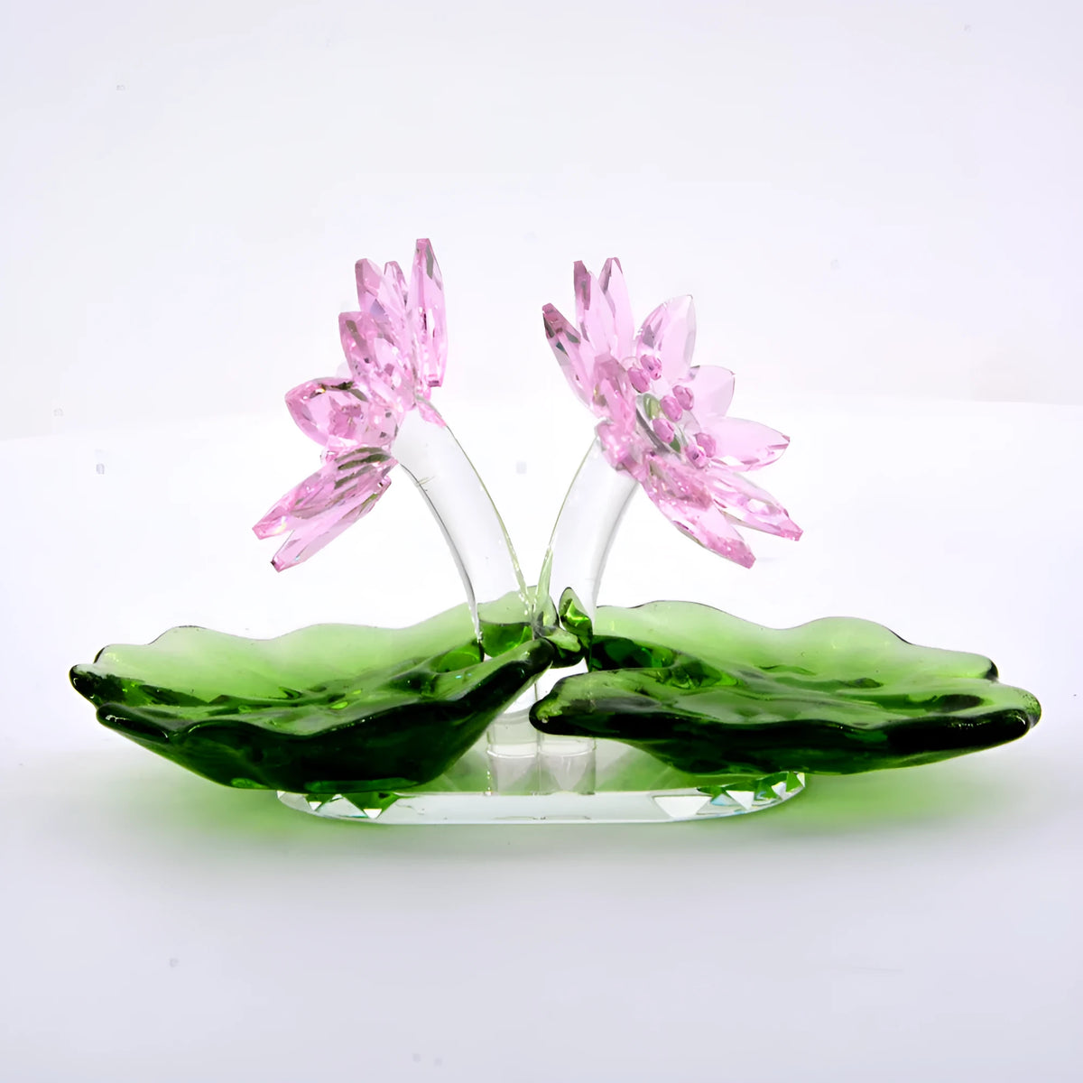 Pink hand-carved white crystal cartoon ornament paperweight 95mm x 40mm x 60mm on white background
