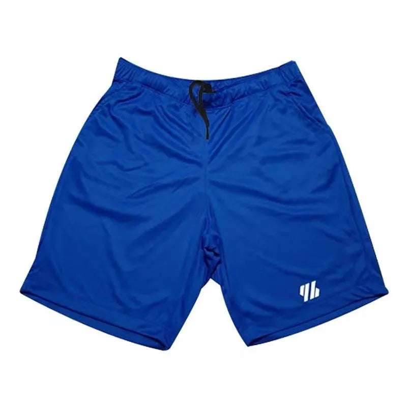 Men's metal silk fabric sports shorts in loose fit style available in multiple colours like army green and blue for summer running.
