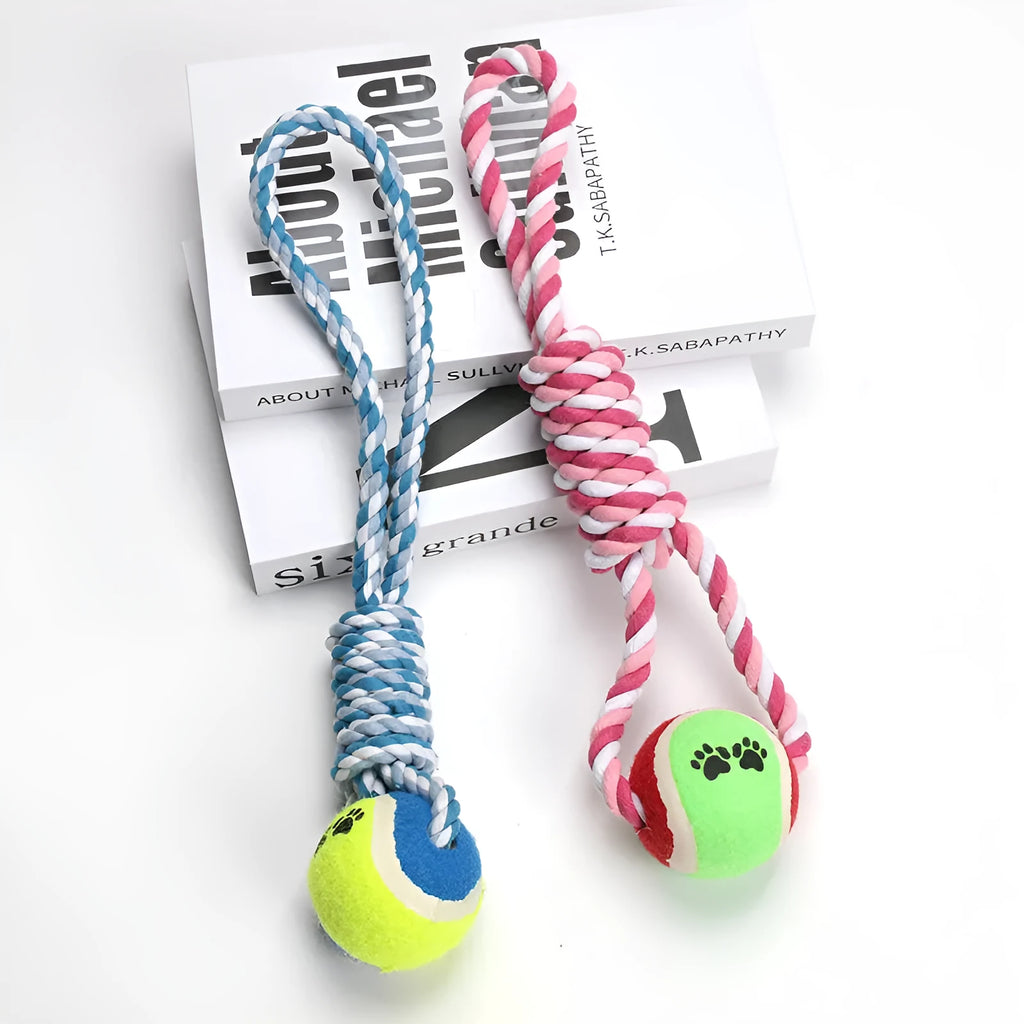 38cm long cotton string dog toy in red and white colour combination for medium large breeds