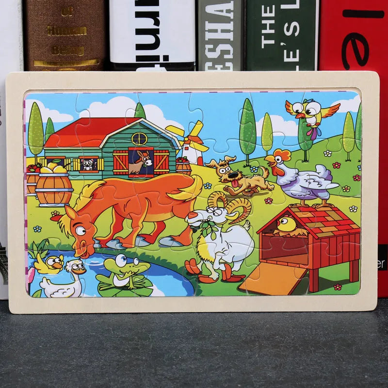 80 piece wooden animal jigsaw puzzle in iron box with non-toxic paint for children aged 3+