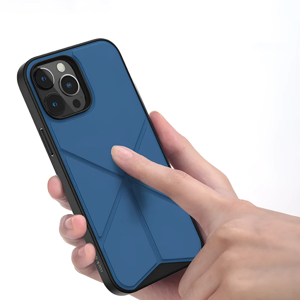 Solid colour TPU phone case for iPhone 13 series shown in Black and Blue options.