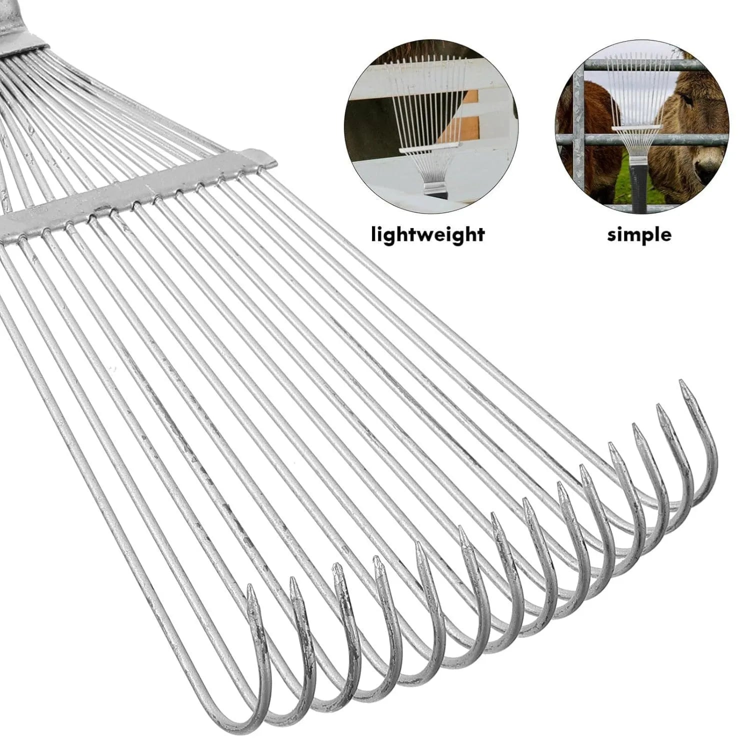 Stainless steel dematting brush rake comb for animal grooming with curved teeth