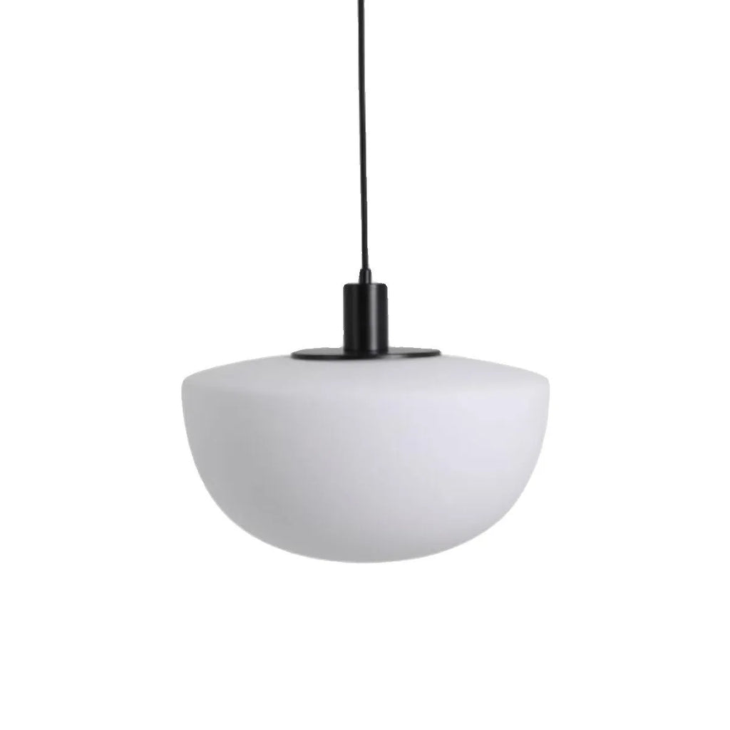 Designer simple milky white glass single-head droplight with 35cm diameter on ceiling