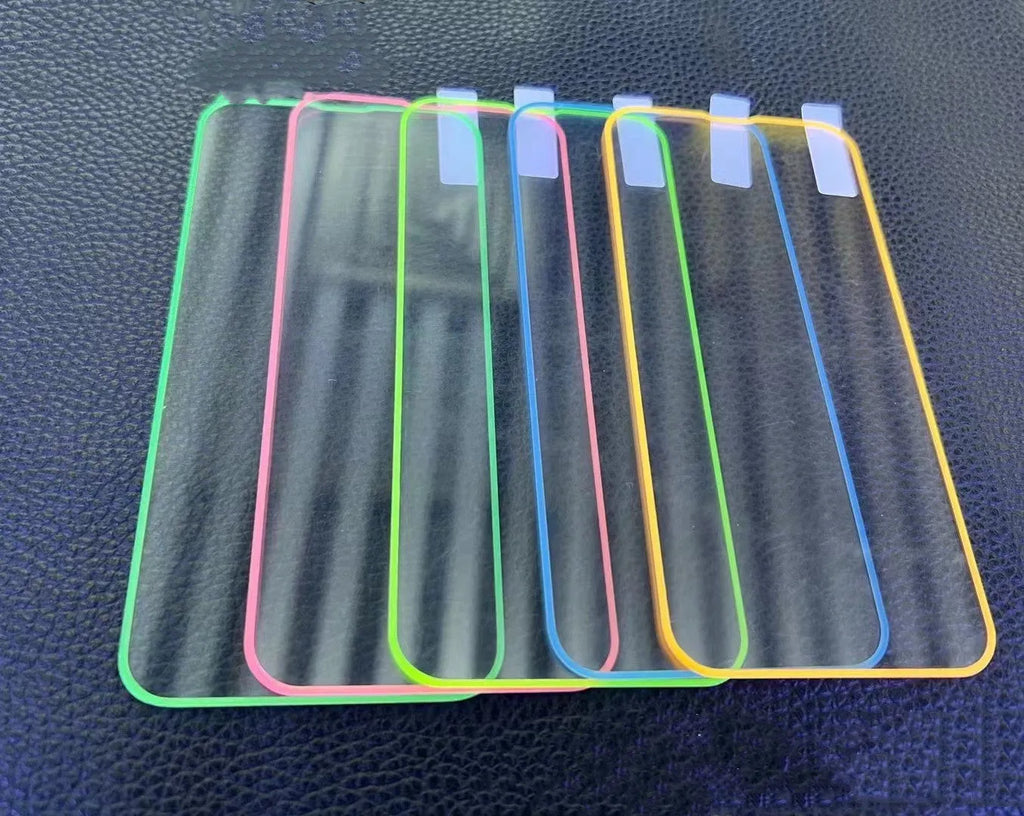 Fluorescent tempered glass screen protector for iPhone with luminous glow in five colour options