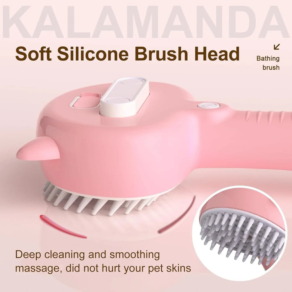 Cat steam brush with ergonomic handle and release button in blue colour option