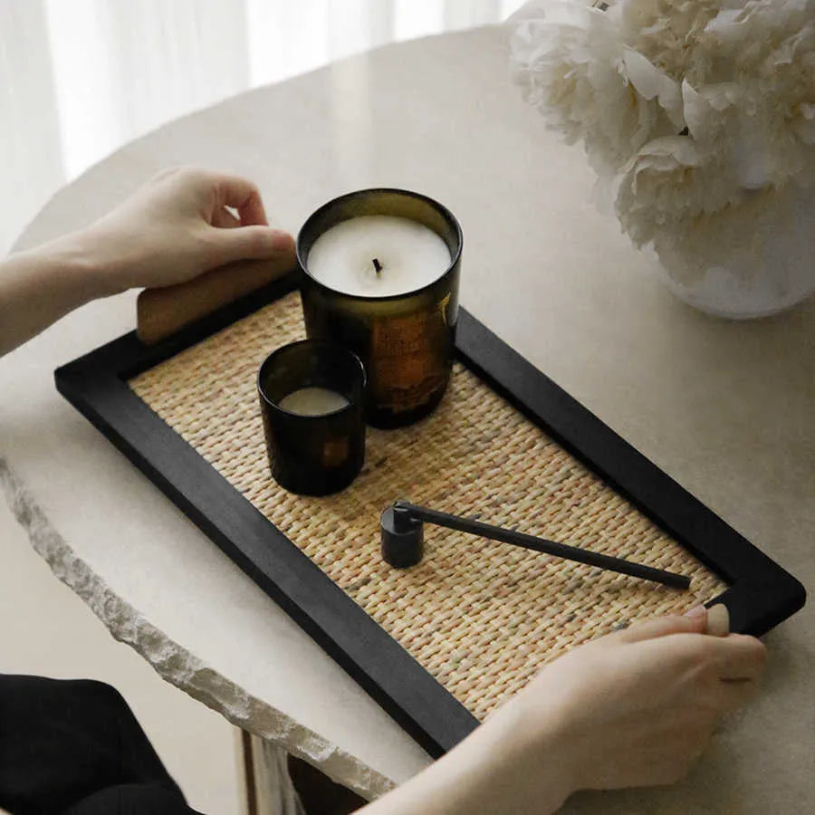 Pine wood dining tray with compartments in large and small size options.