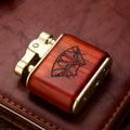 Wooden kerosene lighter retro old fashioned cotton oil lighter 53x50x20mm in ebony colour with gift box