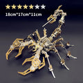 Metal 3D puzzle model of a scorpion in red colour option, DIY kit in colour box packaging
