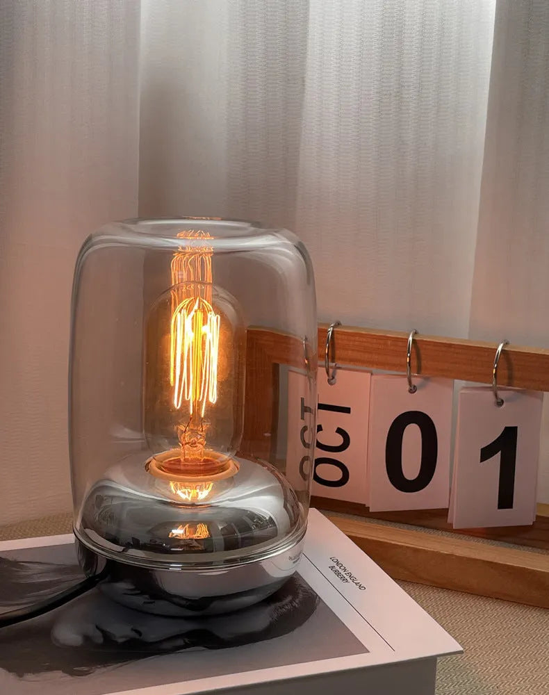 Geometric glass essential oil lamp with modern design for bedroom aromatherapy