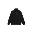 Grey half zip stand collar cotton sweater for men and women