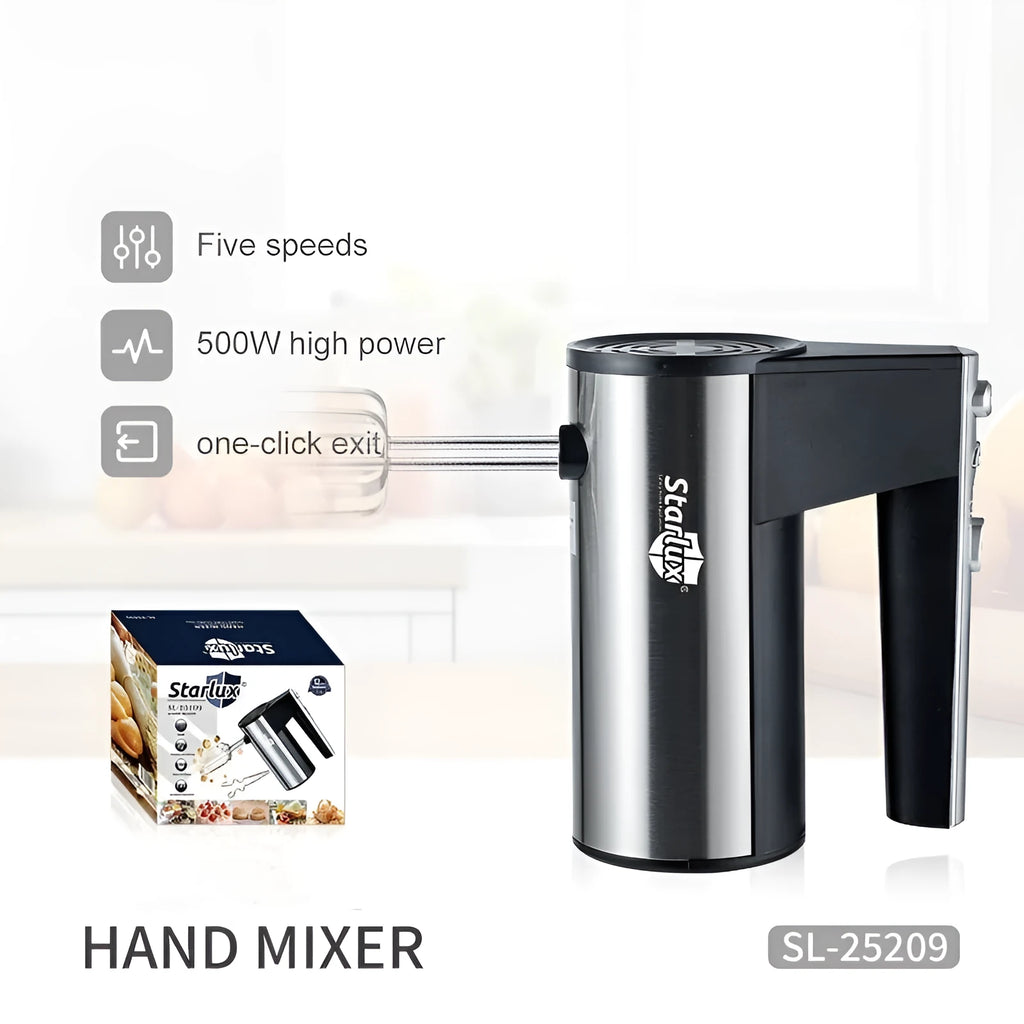 SL-25209 colour 500W electric hand mixer with five speed settings for baking