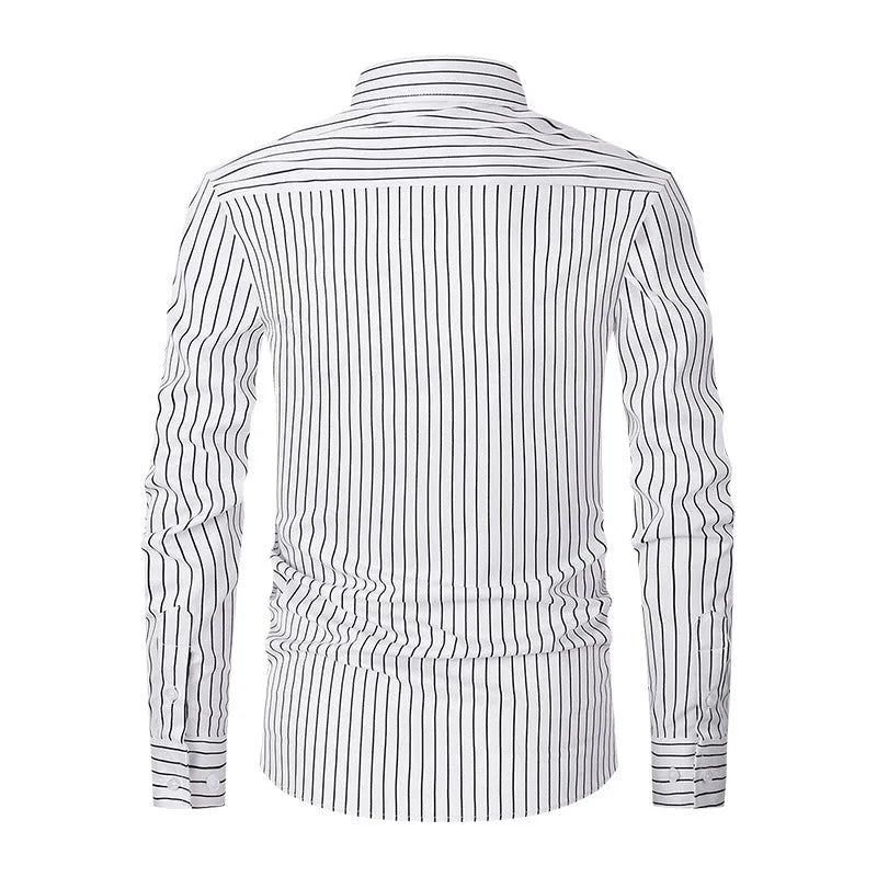 Men's striped business shirt with slim fit and long sleeves in multiple colour variations