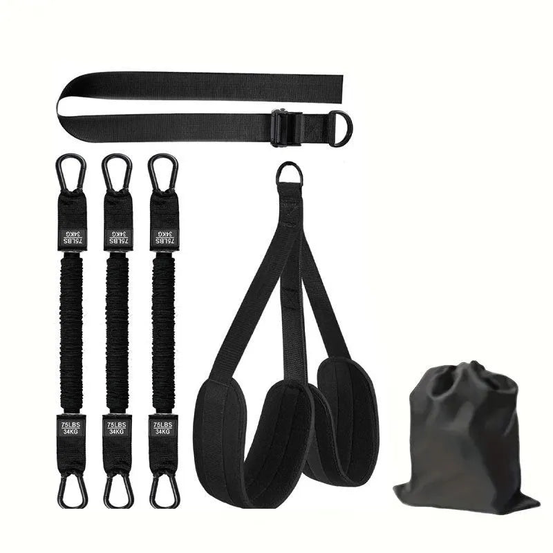 Black 255 lbs pull-ups auxiliary strap suit made from TPE material for fitness training