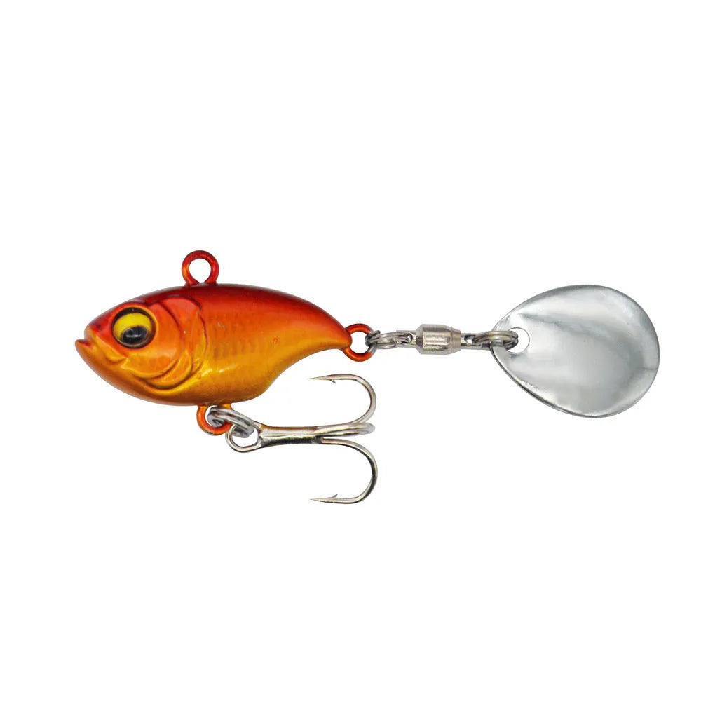 Metal sea fishing iron plate lure with rotating sequins in zebra orange colour pattern