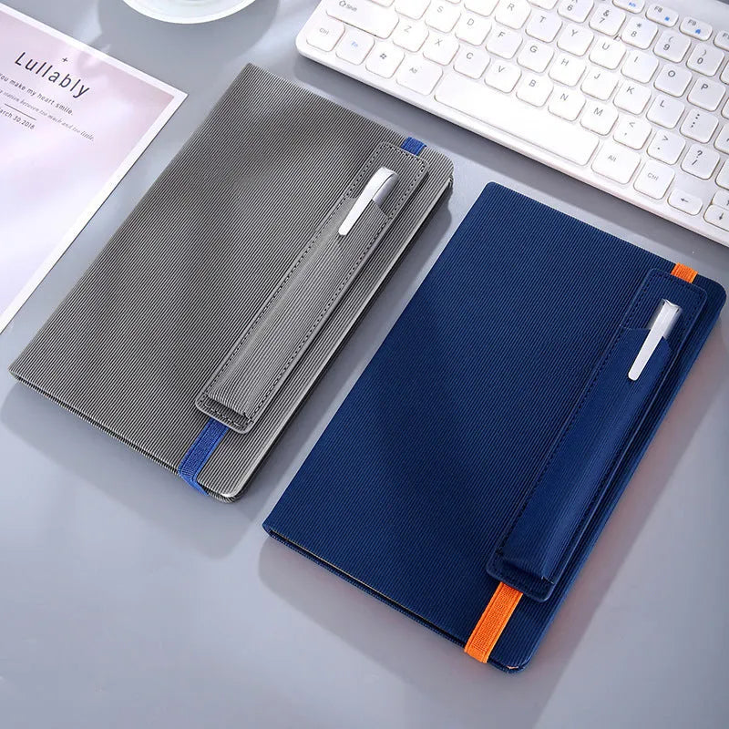 A5 faux leather notebook with 200 pages of Dorian paper, wired binding, blue cover