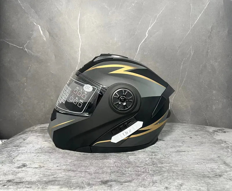 Asian black full face motorcycle helmet with ABS shell in S M L XL size options
