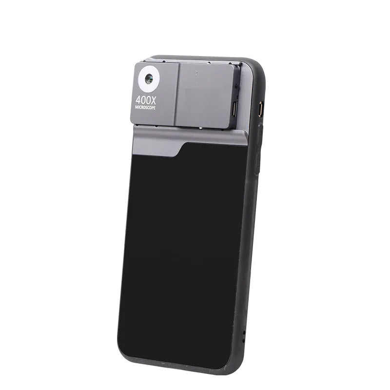Black silver aluminum alloy 400X mobile phone microscope lens with TPU case for iPhone