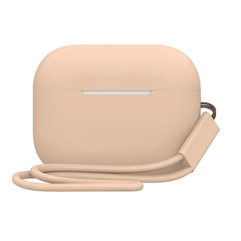 AirPods Pro 2 silicone protective case with lanyard in various solid colours showing precise fit and dimensions