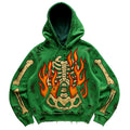 Fashion casual printed polyester sweater in green, long sleeve pullover, all-over print, sizes XS to 3XL