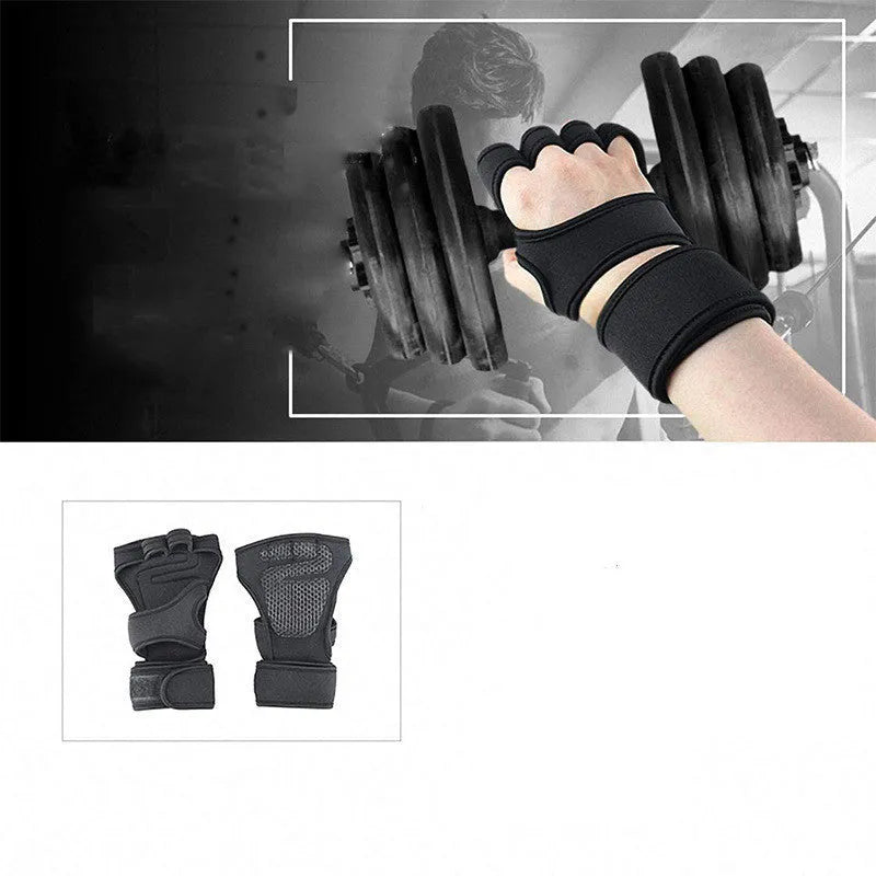 New sports half finger gloves with non-slip silicone palm protection in black