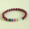 Purple gold cinnabar crystal string bracelet in couple style with handcrafted beads