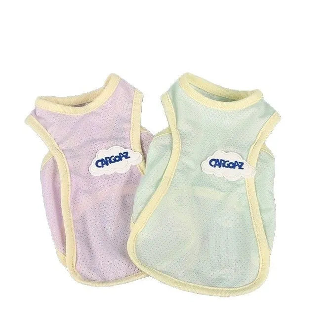 Lightweight green cat vest with sporty design for summer wear