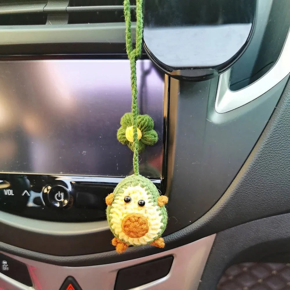 Handmade crocheted colourful flower pendant for car interior decoration
