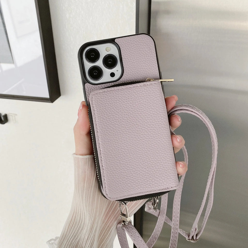 Litchi patterned textured phone case for iPhone in multiple colours showing PC and leather construction